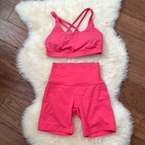 Lululemon Pink Set: Free To Be Wild Bra (6) & Align High-Rise Short 6" (2)